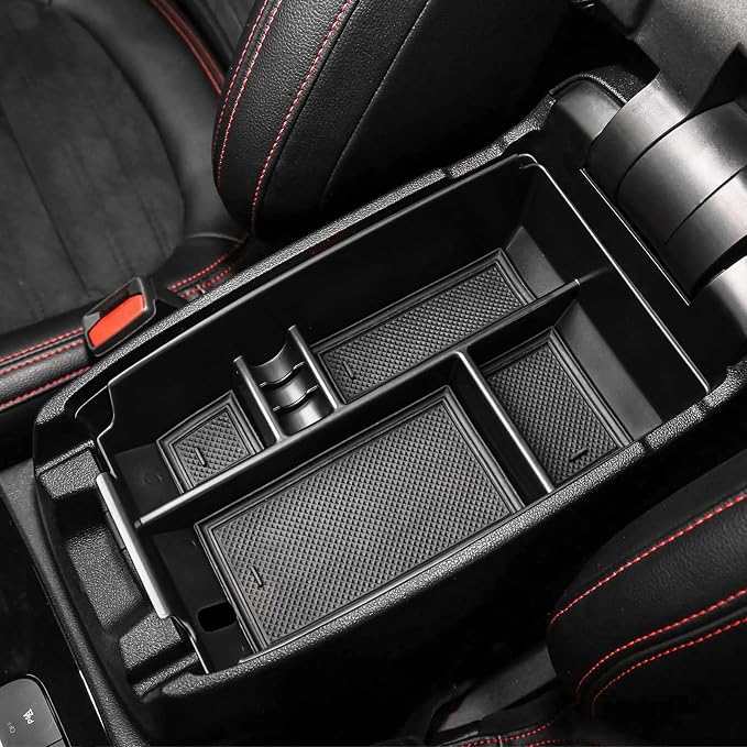 Center Console Organizer Tray Compatible with Ford Escape 2020-2024 2025 2026 and 2021-2024 2025 Bronco Sport CX430 4-Door (Not for U725 2-Door) Secondary Storage Armrest Box - Black