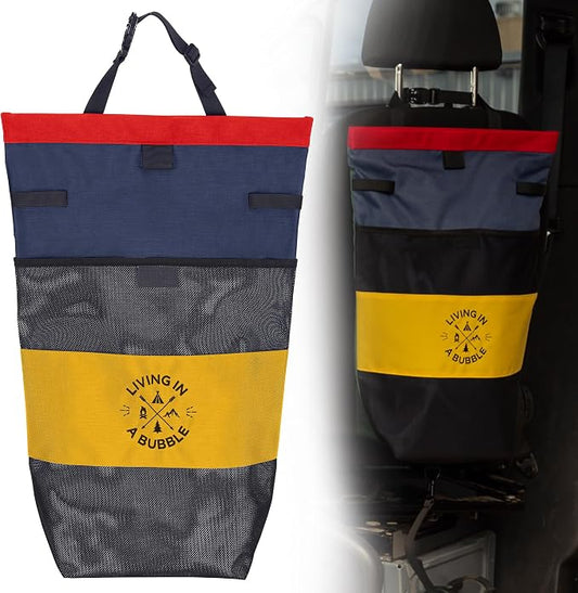 Living in a Bubble Wet Dry Laundry Bag – Portable Waterproof Laundry Hamper for RV, Campervan & Travel – Foldable Clothes Organizer with Separate Wet & Dry Compartments