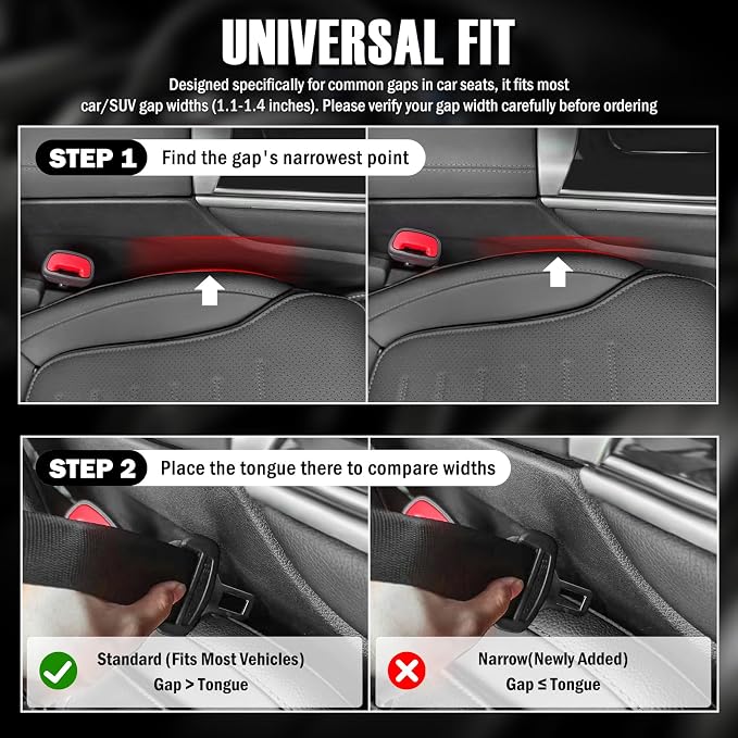 Car Seat Gap Filler 2 Pack,2026 Upgraded Car Seat Gap Filler Organizer with 2-Slot Storage & Phone Holder,Multifunctional in Between Cars Seats Catcher for Gaps 1.1-1.4" Wide