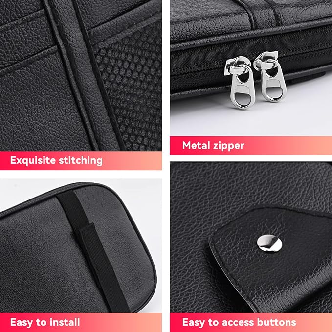 Car Sun Visor Organizer, Sunglass Holder and Storage Pocket, Card Cash Pouch with Multi-Pocket Net Zipper, Case Bag for License Pen Key, Auto Accessories for Truck, SUV, Van (Black)