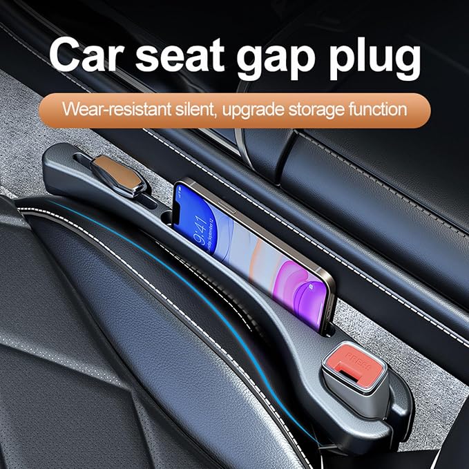 Car Seat Gap Filler, Leather Car Gap Filler Universal Fit for Most Cars and Trucks, Fill The Gap Between Seat and Consoles, Prevents Things from Falling Out, Pack of 2 PCS (Beige)