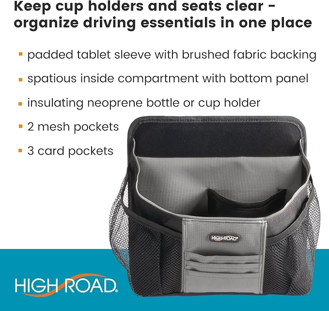 High Road DriverStash Front Seat Car Organizer with Insulated Cup Holder