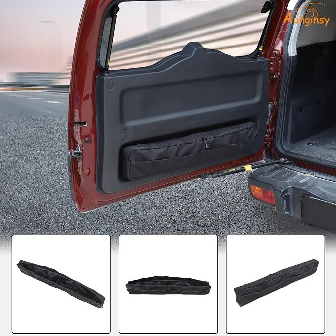Aunginsy Car Trunk Organizer Compatible with Toyota FJ Cruiser 2007-2024+, Rear Tailgate Storage Bag Organizer Back Door Panel Storage Pockets Box Multi-Compartment Oxford Cloth Expansion Accessories