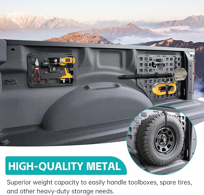 Side Truck Bed Molle Panel Rack System Compatible with 2015-2023 Ford F150 Accessories 5.5FT Cargo Storage Organizer Tools Rack Fit for 2015-2023 F-150 Accessories