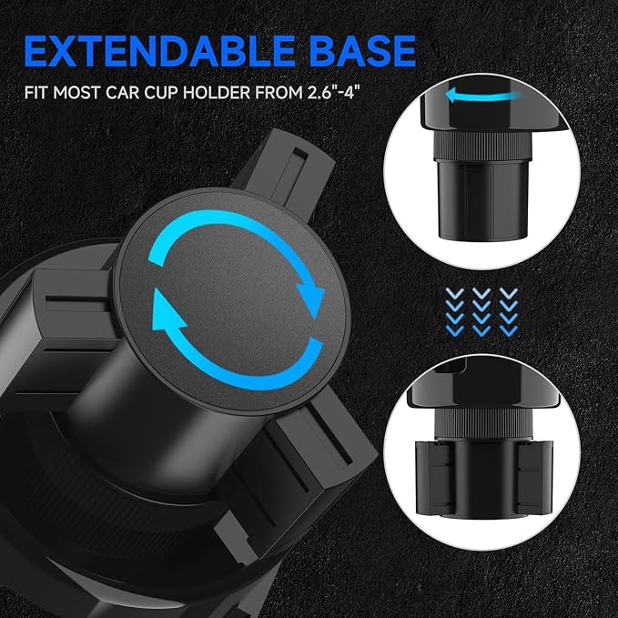 GDQ Car Cup Holder Expander - with Removable Coin Box - Adjustable Base, Universal Fit for Most Vehicles, Compatible with Yeti/Stanley Large Mugs & All Handle Cups, Automotive Interior Storage