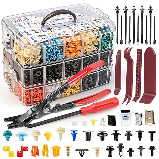 2080PCS Automotive Retainer Clips& Trim Removal Tools,32 Universal Sizes Push Type Rivets Fasteners,Door Panel Clips for Car Bumper, Fender,Door Panel and Interior Repair for Ford,Toyota,Chevy,Honda