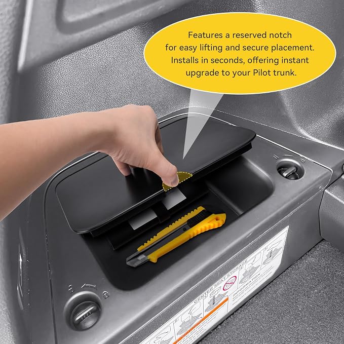 Rear Trunk Side Storage Lid Compatible with 2023 2024 2025 Honda Pilot Accessories 7 & 8 Seat Models ONLY, Trunk Organizer Left Driver Side Pocket Cover Hidden Compartment, Durable ABS