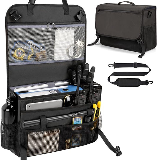 GDNasist Patrol Bag Law Enforcement, Car Front Seat Organizer, Police Duty Bag for Police Gear with 15.6" Laptop Storage, Molle Webbing, Multiple Compartment, Adjustable Straps