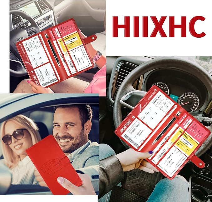 Car Registration and Insurance Card Holder with Magnetic Closure, Leather Vehicle Glove Box Automobile Documents Paperwork Wallet Case Organizer for ID, Driver's License, Key Contact Information Cards