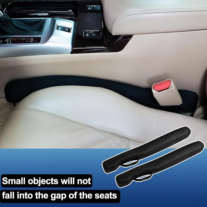 2PC Car Seat Gap Filler, Universal Fit for Car SUV Truck, Full Coverage Between Seat and Center Console, Prevent Small Items from Dropping Black Thickened