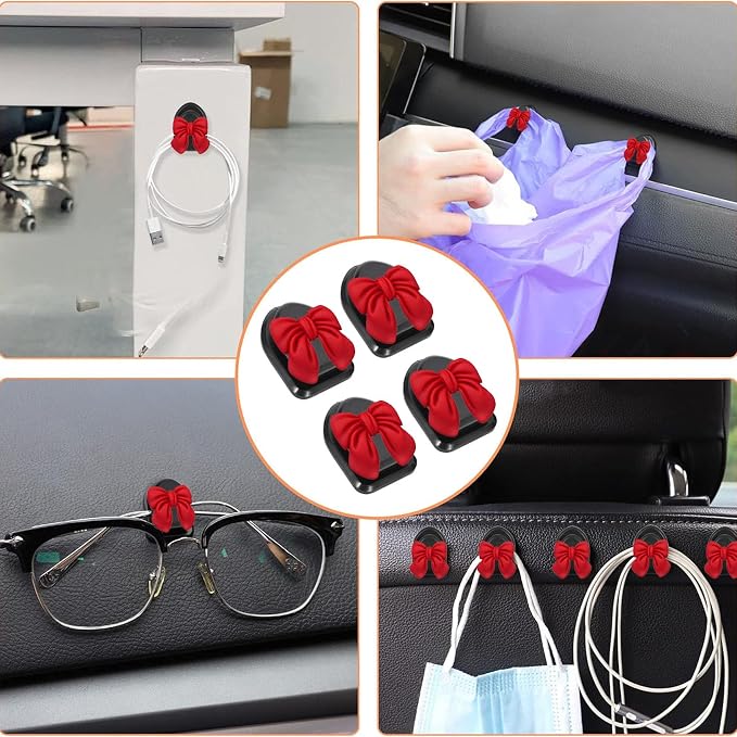 15 pcs Bow Car Air Freshener with Car Mini Hooks Coquette Cute Girly Car Decor Accessories Interior Aesthetic Decorations Stuff for Women Girl (Red, Medium)