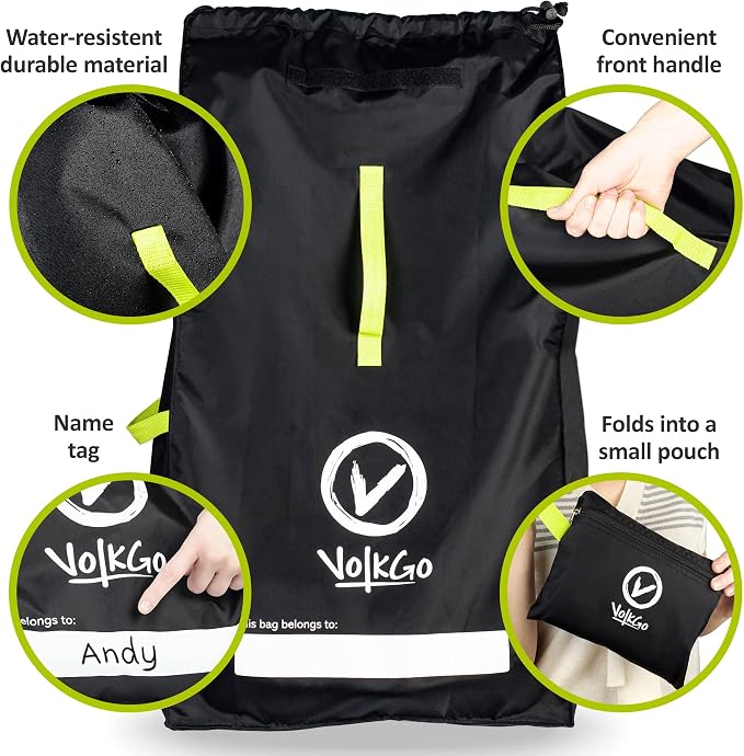 V VOLKGO Car Seat Travel Bag For Airplane with Carrying Straps, Gate Check Bag, Car Seat Bags for Air Travel Carseat Travel Cover, Carseat Travel Bag Cover for Airplane Travel