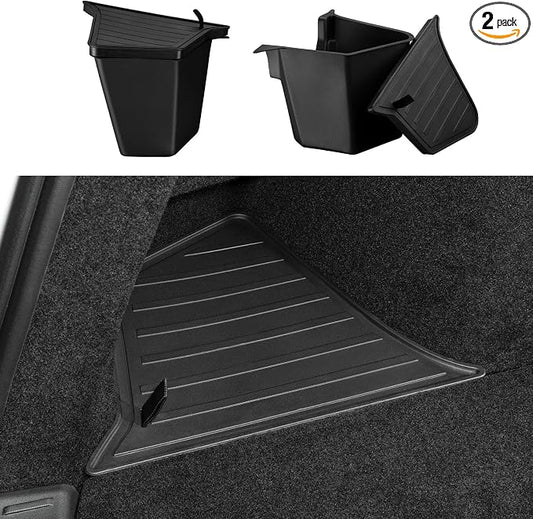 Motrobe 2025 2026 Tesla Model Y Juniper Trunk Organizer Rear Trunk Storage Bins with TPE Lid Waterproof Trunk Side Storage box Model Y Refresh Interior Accessories(5-Seater ONLY, Not Fit 7-Seater)