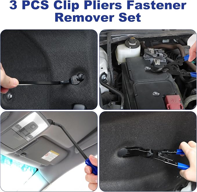 17Pcs Hook and Pick Tool Set with Scraper Auto Clip Removal Plier Fastener Remover Rivets Puller Mechanic Car Trim Removal Tool Kit Gasket Telescoping Magnetic Pickup Hand Automotive Tools(Blue)