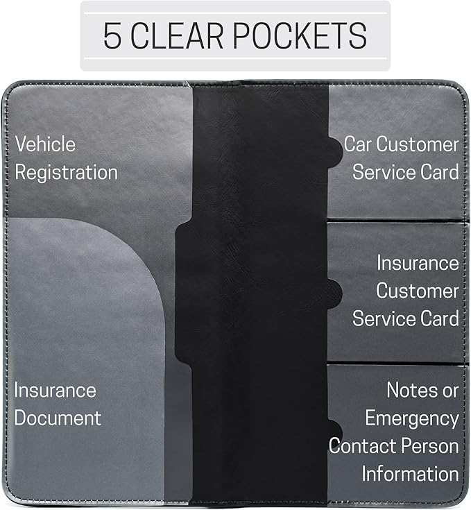 CANOPUS Car Registration & Insurance Holder, Vehicle Glove Box Organizer and Document Holder, Wallet for Auto - Includes 2 Sets of EZ Pass Strips, SUV