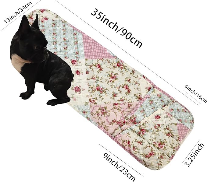 Brilliant Sunshine Pink and Green Roses Patchwork Couch Armrest Organizer, Non Slip Armchair Caddy for Sofa Recliner, Washable Remote Control Holder, Storage for Magazine, Phone, iPad (35"×13")