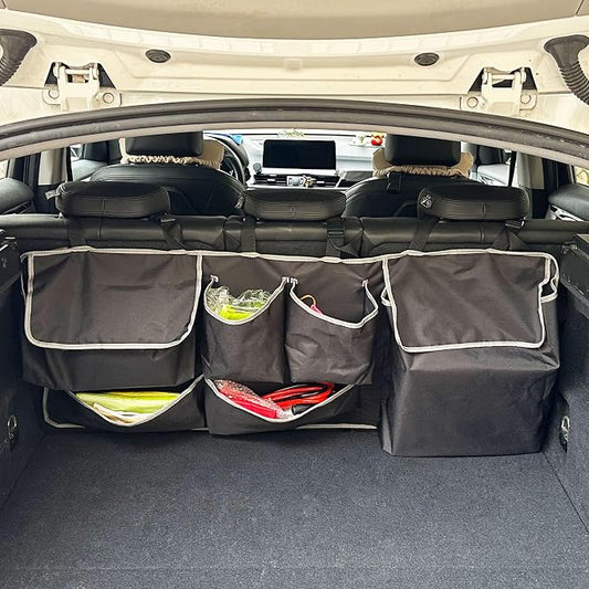 Car SUV Backseat Trunk Organizer Hanging Bag | 6 Nylon Fabric Pockets, Interior Storage Organizer Accessories, For SUV, Jeep, MPV, Space Saving Design