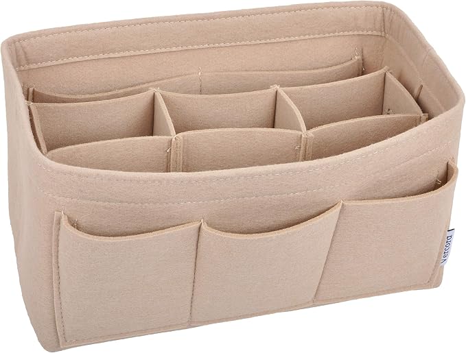 Vercord Felt Purse Organizer Handbag Insert Liner Shaper Bag in Bags for Speedy Neverfull Tote Beige Large