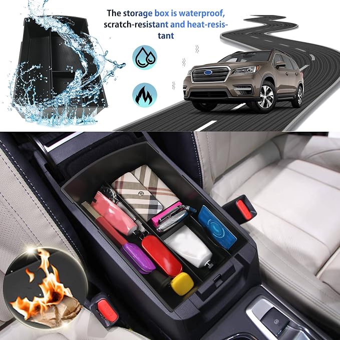 SHAOHAO for 2025 2026 Subaru Ascent Center Console Organizer for 2019-2026 Subaru Ascent Accessories Base/Premium/Onyx Edition/Limited/Onyx Edition Limited/Touring Double Space Armrest Insert Tray