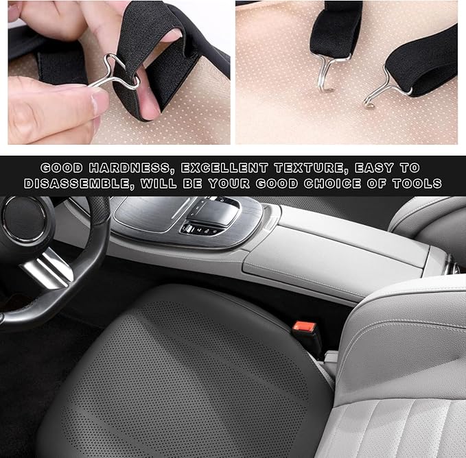 10 PCS Car Seat Cover Hooks, Metal Seat Cushion Locking Clip Headrest Cover Fixing Hanger Fastener, Vehicle Seats Mat Pad Hanger Hook Installation Replacement for Most Cars SUVs
