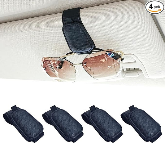 Yuoyar 2 Packs Magnetic Sunglass Holder for Car Visor (4Pcs Black) | Magnetic Interior Car Accessories