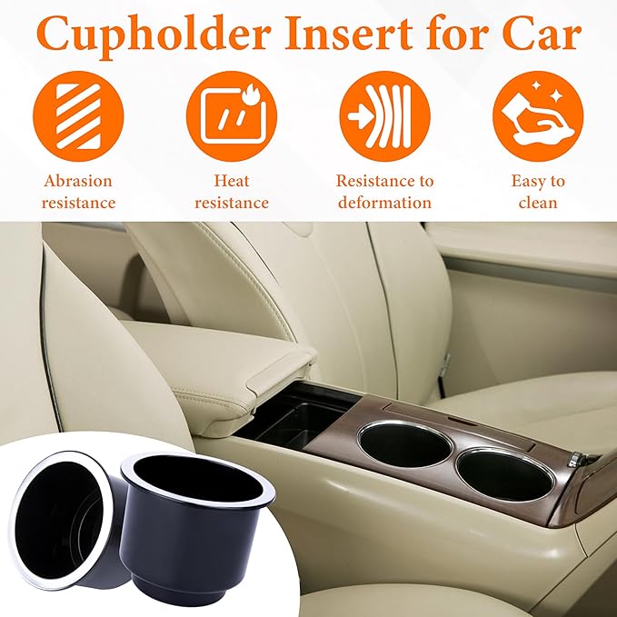 2PCS Cup Holder Insert, Plastic Cupholder Insert for Car, Universal Drop In Cup Holder, Car Seat Cups Holders Replacement for Sofa Boat Rv Couch Golf Cart Truck Poker Table, for 2.8" to 3.7" Cups Base