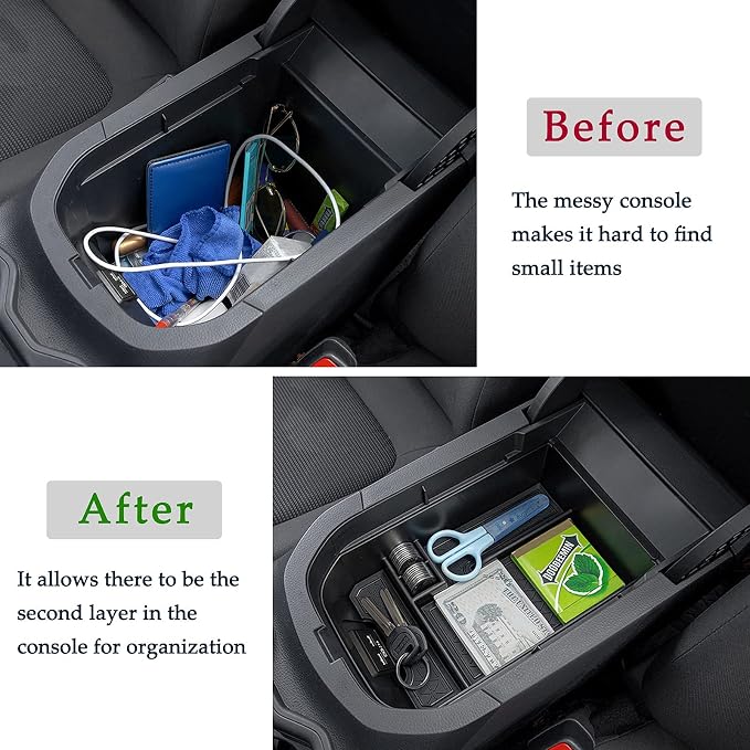 JDMCAR Center Console Tray Organizer Compatible with Toyota RAV4 Accessories 2025 2024 2023 2022 2021 2020 2019 and 2021-2025 RAV-4 Prime, Armrest Insert Container ABS Material Secondary Storage Box