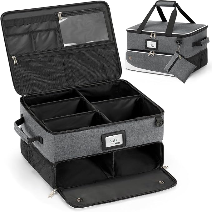 RAINSMORE Golf Trunk Organizer Golf Bag Organizers Golf Shoe Bag with Separate Ventilated Compartment for 2 Pair Shoes Golf Accessories for Balls, Gloves, Clothes