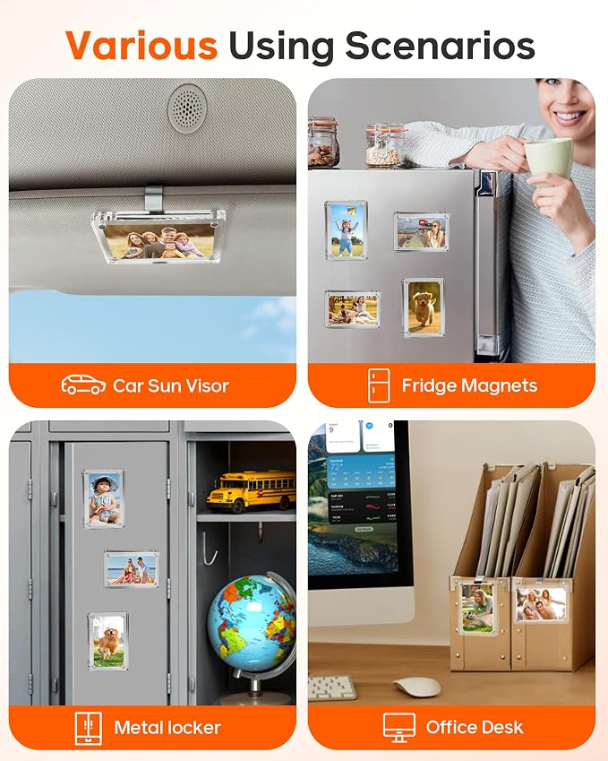 2Pcs 3"x3.5" Magnetic Car Visor Photo Holders - Strong Clip-on Picture Frames for Sun Visor - Personalized Photo Display for Family, Pets & Memories - Car Accessories Christmas Gift with Secure Clips.