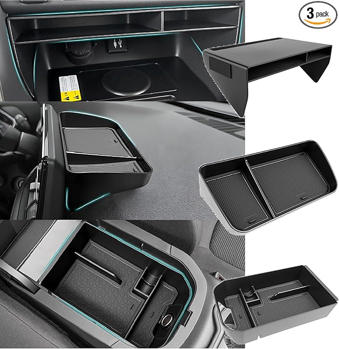 3PCS Center Console Organizer Tray Compatible with 2019-2025 Toyota RAV4 RAV-4 & Prime Accessories, Insert Gear Shift Divider Slot & Armrest Storage Box & Dash Organizer (ONLY Fit 8" Screen)