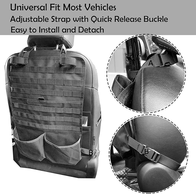 Tactical Seat Back Organizer Truck Gun Rack, 22.5" H x 14.5" W | Molle Panel, Storage Tools & Hunting Gear, Tactical Seat Covers for Car Protector, Universal Fit SUV Truck Pickup F150