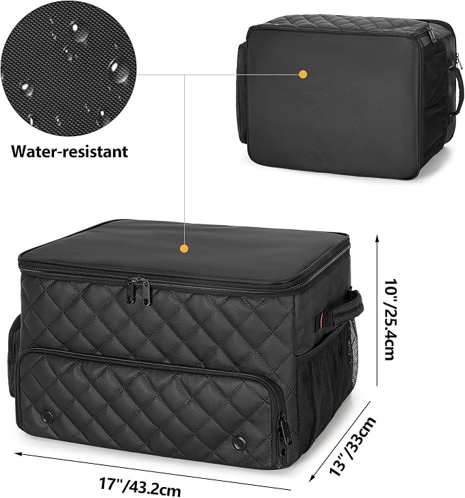 PGmoon 2 Layer Golf Trunk Organizer, Golf Car Storage Organizer with Individual Ventilated Compartment for 2 Pairs Shoes, Golf Car Locker for Balls, Clothes, Tees, Gloves, Accessories (Black)
