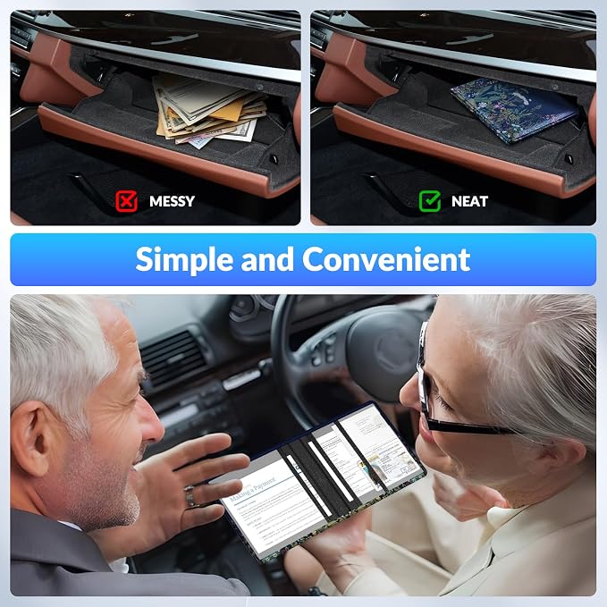 Car Registration and Insurance Card Holder，Vehicle Glove Box Car Organizer，Accessories Case for Storing Driving Licences, Cards, Documents