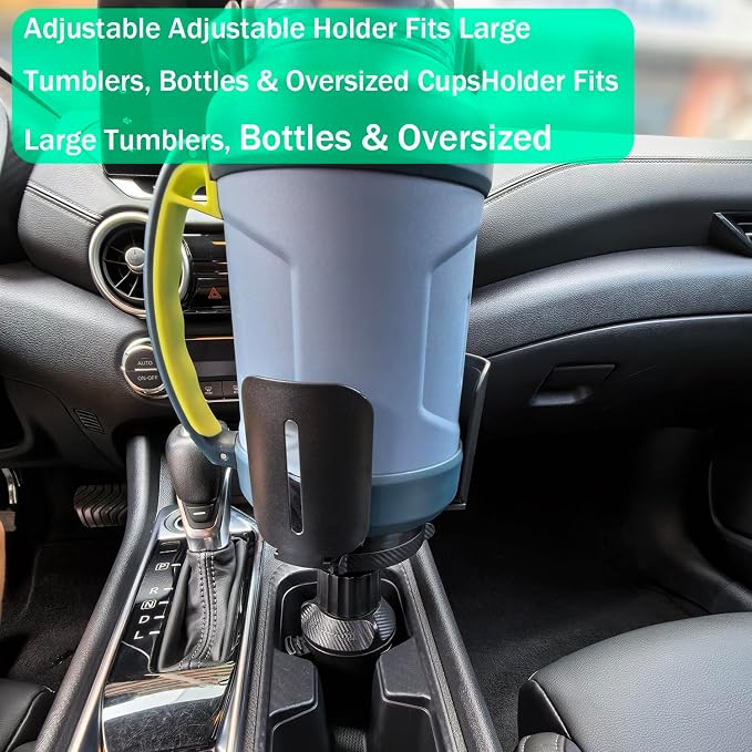 Car Cup Holder Expander Adapter | Adjustable 3"-5.5" Mount for Oversized Bottles & Food Buckets | Detachable Space-Saving Design with Anti-Vibration Silicone Base (Black - Cup Holder)