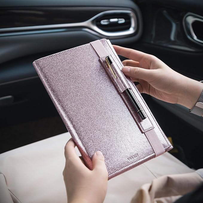 VULKIT Car Registration and Insurance Card Holder Vehicle for Women Glove Box Organizer Leather Tri-fold Design for Car Keys, ID Holder, Essential Documents Pink