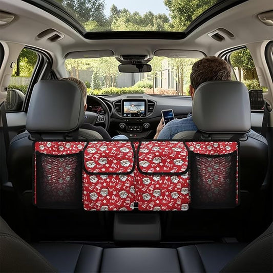 Hanging Car Trunk Organizer for SUV Sedans Jeep Trucks MPV Van, Santa Claus Prints Collapsible Car Back Seat Storage Bag Universal Automotive Interior Accessories