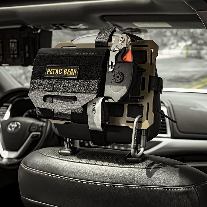 PETAC GEAR Rigid Molle Panel For Vehicles,Car Headrest Organizer, Truck Mount Panels For Tactical Gears (Dark Earth)