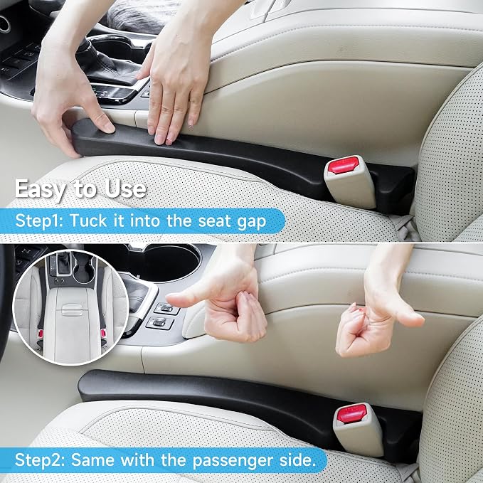 Car Seat Gap Filler Set of 2, Seat Side Gap Filler Fill Gap Between Seat & Console with Double-Sided Textured Design Soft Foam For Car SUV Truck, Seat Crevice Blocker Stop Things from Dropping