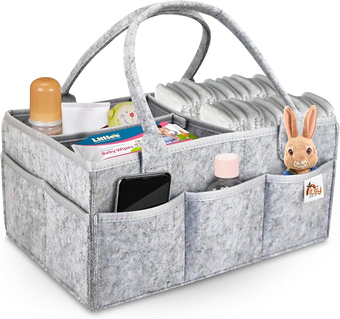 Diaper Caddy, Diaper Organizer, Nursery Storage and Car Organizer for Baby - Large Size - (Cloud Grey)