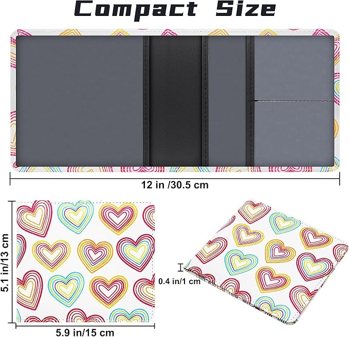 Car Registration and Insurance Holder, Premium Pu Leather Vehicle Glove Box Organizer - for Driver License, Cards & Essential Documents (S-Heart symbol)
