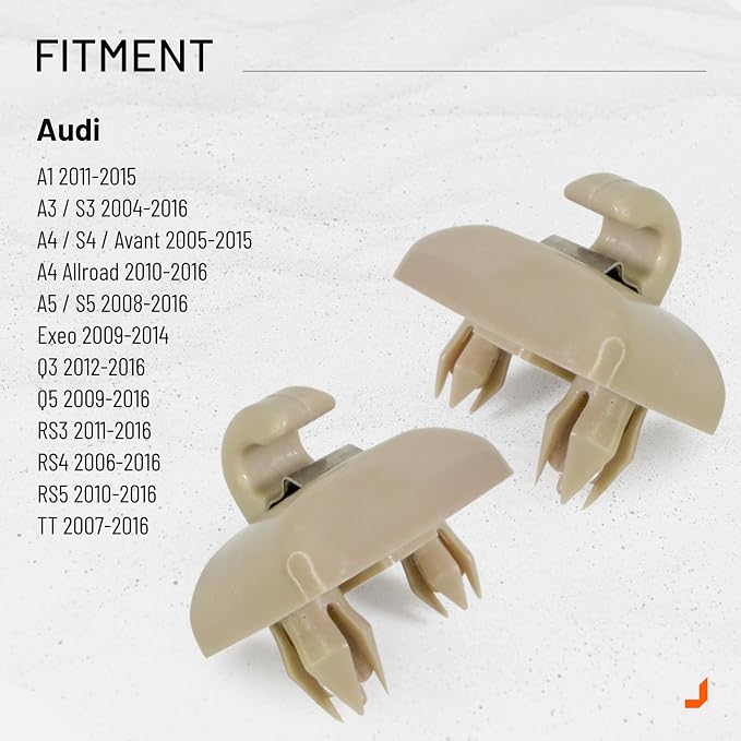 Click&Fit Beige Sun Visor Clips for Audi A1 A3 A4 A5 Q3 Q5 TT 8E0857562 | Fits for A4 Q5 A5 A3 A1 Q3 TT. Beige Pair, Sunvisor Holders, replaces 8U0857562A.