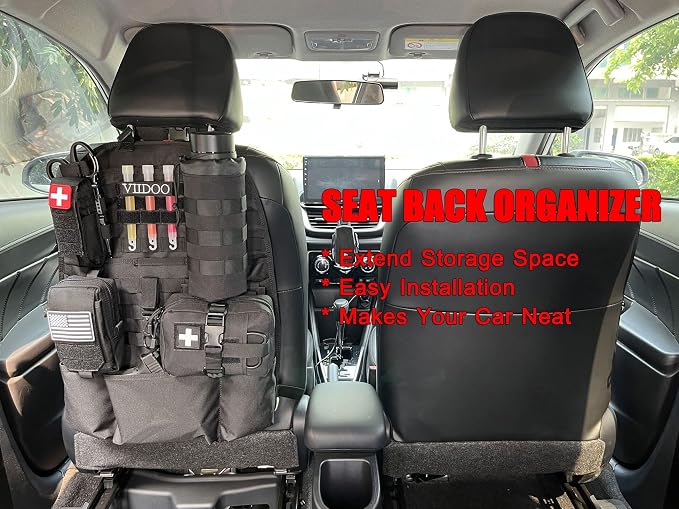 Upgrade 1000D Molle Seat Back Organizer with Pouches, Tactical Molle Vehicle Panel Car Seat Cover Protector Seat Back Organizers