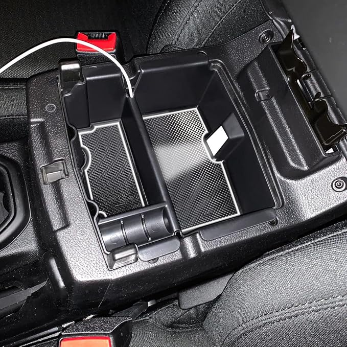 Center Console Organizer Compatible with Jeep Wrangler JL & JLU 2018 2019-2024 2025 2026 Accessories, Gladiator JT Truck 2020 2021 2022 2023-2026 Insert Tray Armrest Storage Box, White