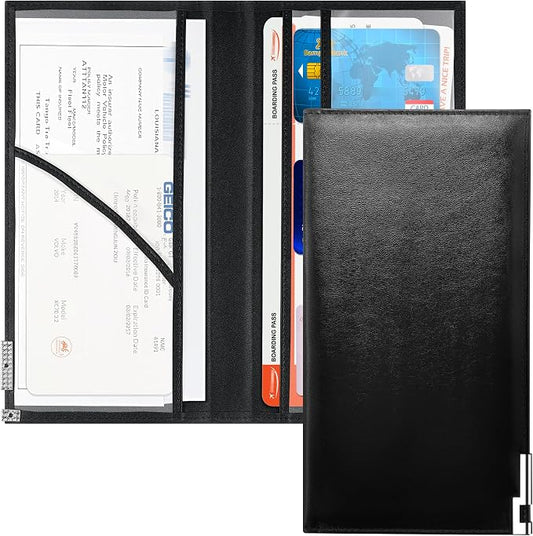 UYYE Magnetic Car Registration & Insurance Card Holder - Car Document Organizer for Vehicle Registration, Insurance Cards and Essentials Fits Glove Box, Compact Design（Black）