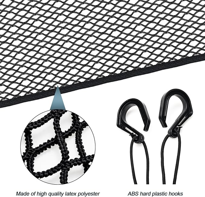 Cargo Net for Car Trunk Organizer, Elastic Mesh Pockets Backseat Hanging 25.6 x13.7 inches Trunk Organizer Storage Pouch Bag Car Net Accessories for SUV MPV
