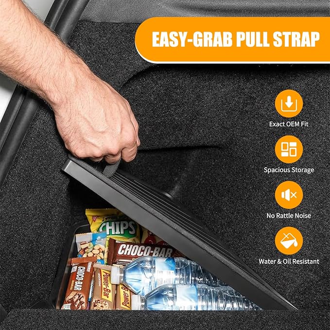 Rear Trunk Storage Bins with Lids for 2025-2026 Tesla Model Y Juniper, 2PCS Hidden Trunk Organizer Boxes, TPE Waterproof Rear Cargo Storage for Model Y Juniper Accessories with Normal Lid