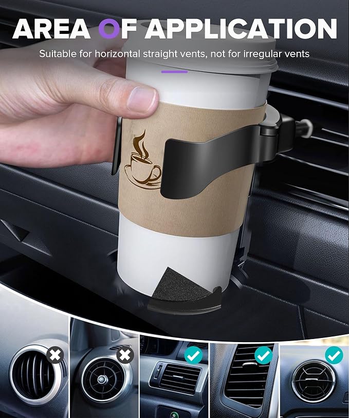 Car Cup Holder,Car Accessories Universal Cup Holder Expander,Automotive Air Vent Ashtray Holders,Automotive Cups Holders,Suitable for Most Cars,SUV,RV with Horizontal Blade Vents (2 PCS)