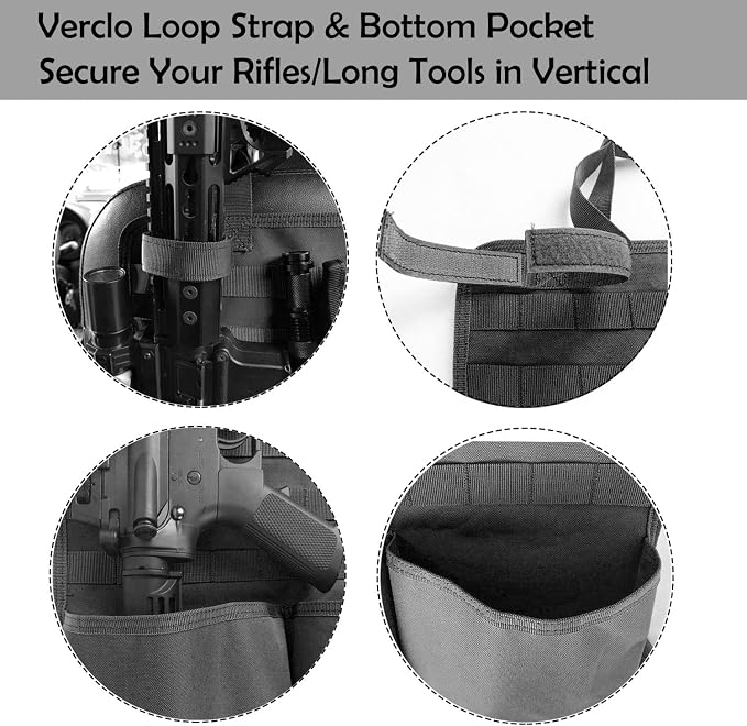 Tactical Seat Back Organizer Truck Gun Rack, 22.5" H x 14.5" W | Molle Panel, Storage Tools & Hunting Gear, Tactical Seat Covers for Car Protector, Universal Fit SUV Truck Pickup F150