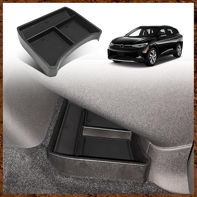 Muslogy for 2026 2025 2024 2023 VW ID4 Lower Console Organizer Upgraded Storage Box Insert Tray Interior Accessories Compatible with Volkswagen ID.4 ID 4 2023+ ONLY