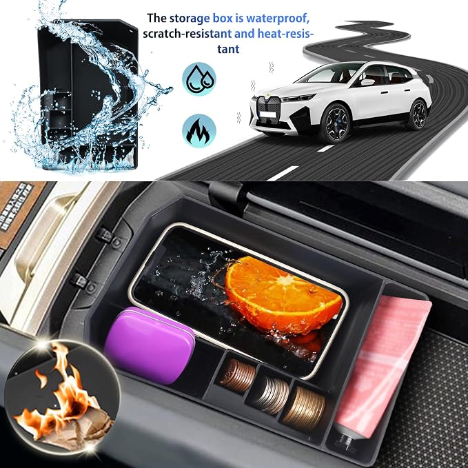 SHAOHAO 2026 iX I20 Console Organizer Tray Fit for 2022 2023 2024 2025 2026 iX Accessories Console Organizer 2023 2024 2025 2026 iX xDrive50, M60 Storage Box Insert Armrest Console Tray
